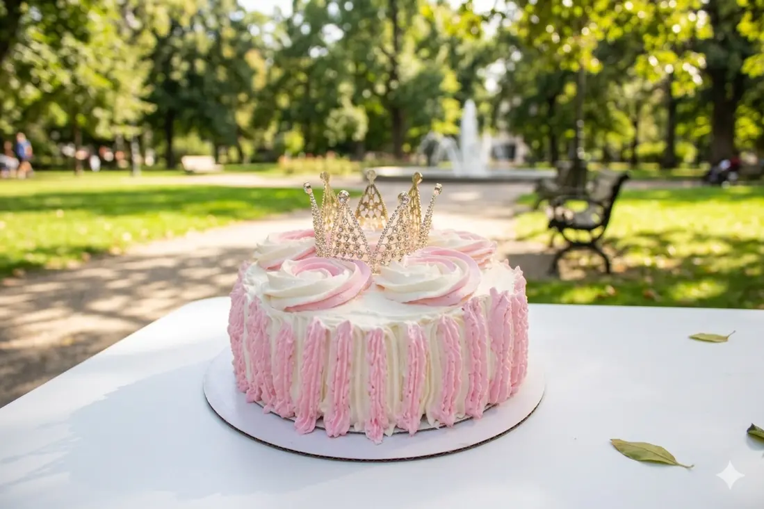 Torta clásica con crema blanca y detalles simples